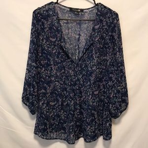 sheer blue floral shirt | forever 21